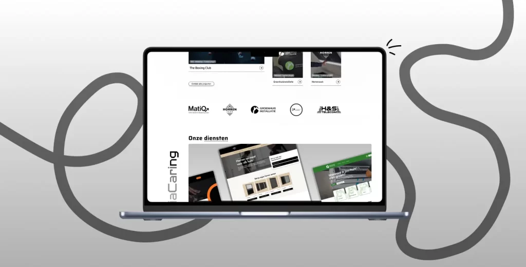 Een laptop/desktop die een premium WordPress website toont