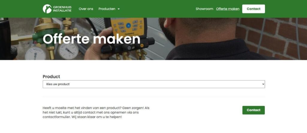 Offerteformulier van Groenhuis Installatie