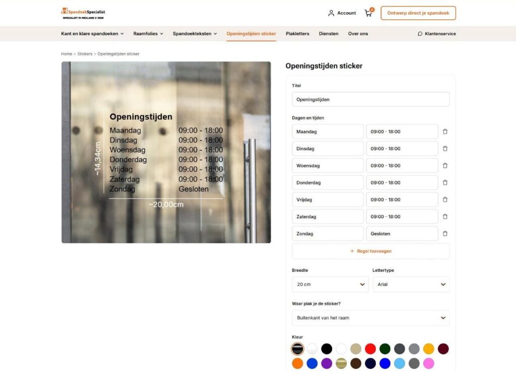 Openingstijden sticker tool